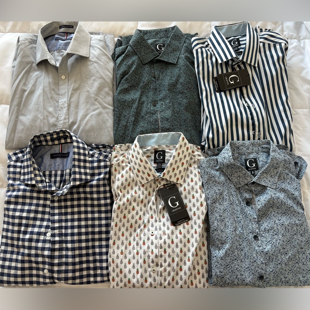 Men's Assorted Patterned Shirts, Size Medium